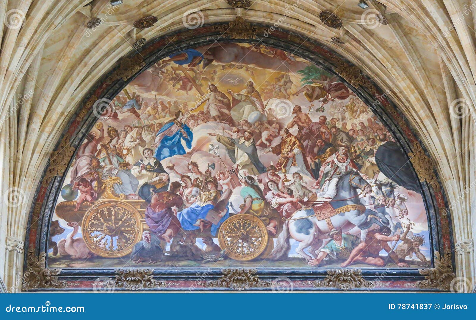 fresco in the convento de san esteban in salamanca, spain