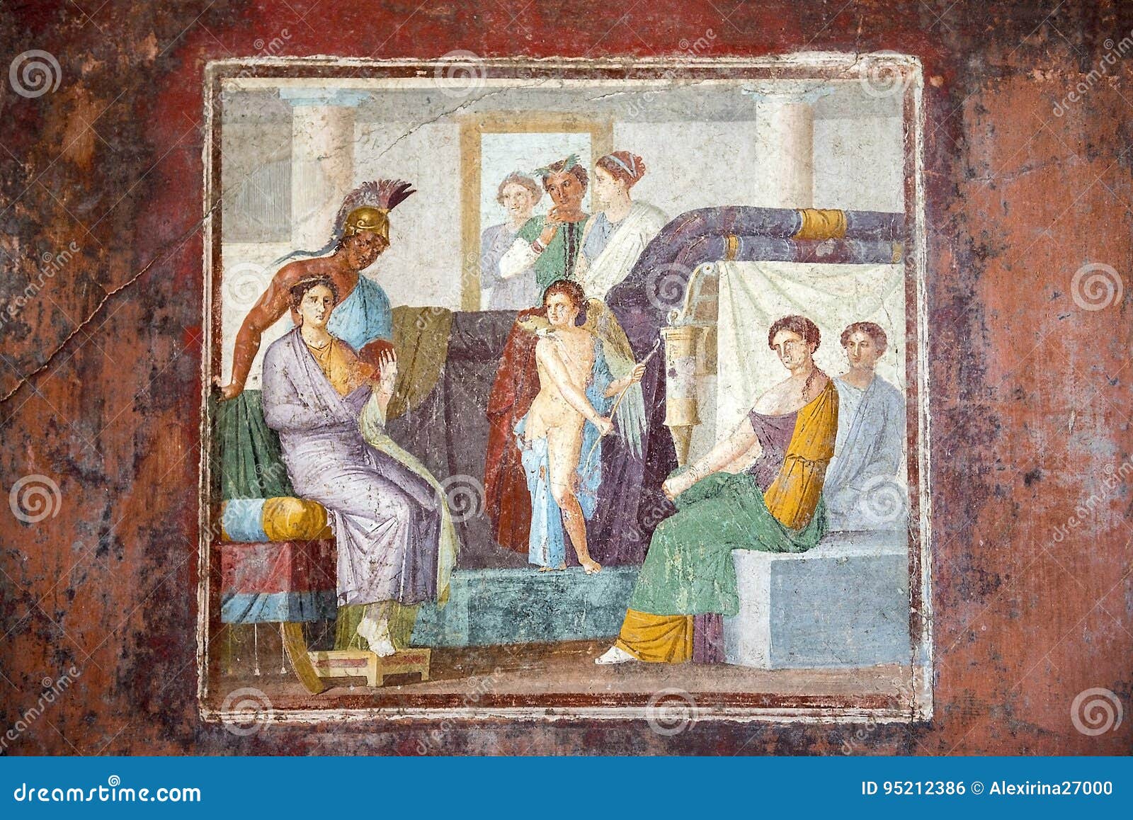 frescoes in pompeii, campania region, italy