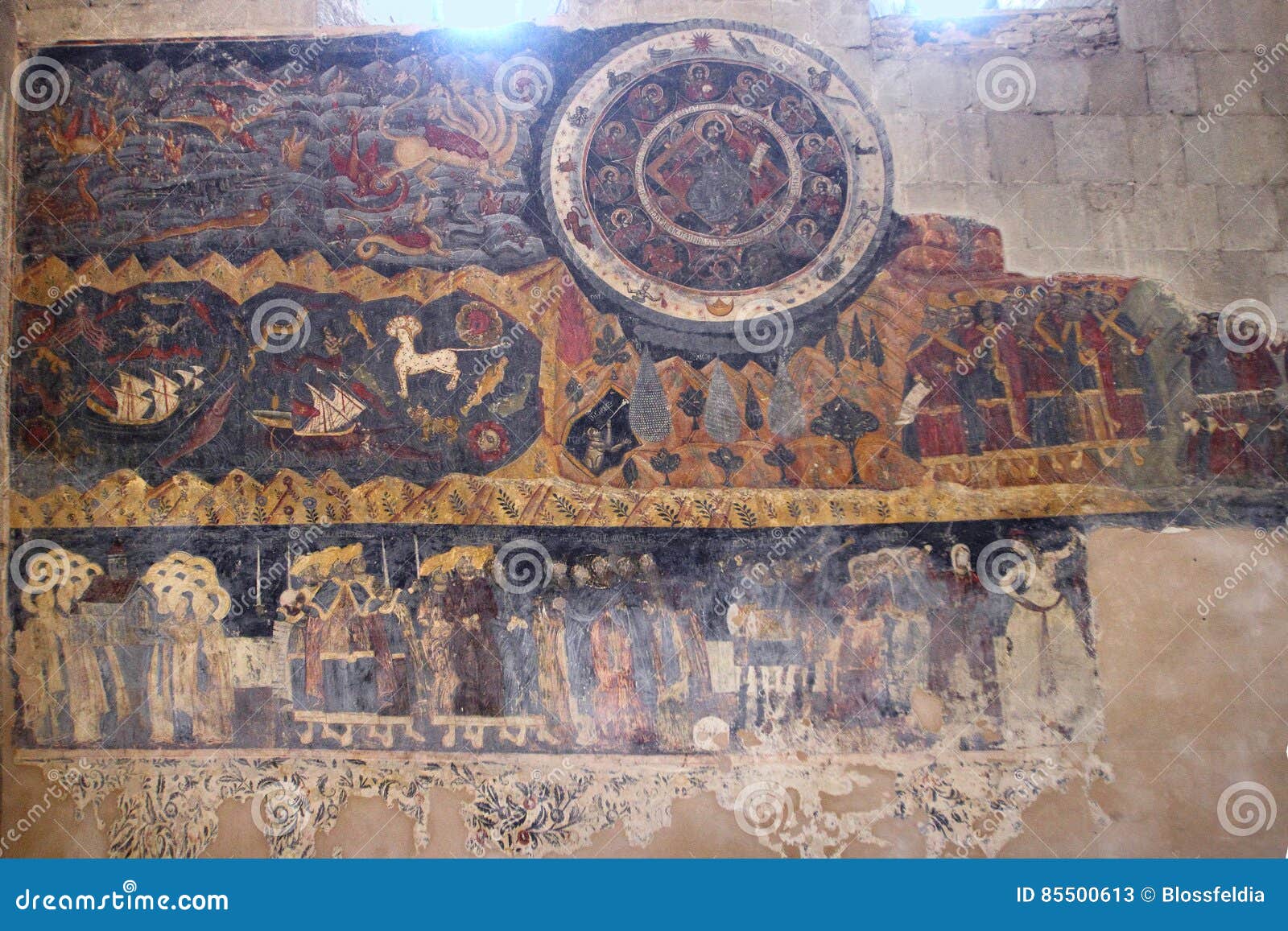 the frescoes with the zodiac in svetitskhoveli cathedral in mtskheta, georgia