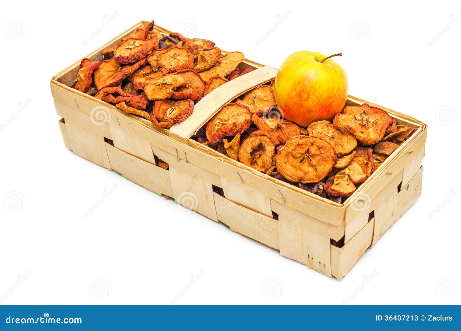 Fresh Apple in a Basket with Dried Apple Slices Stock Image Image of