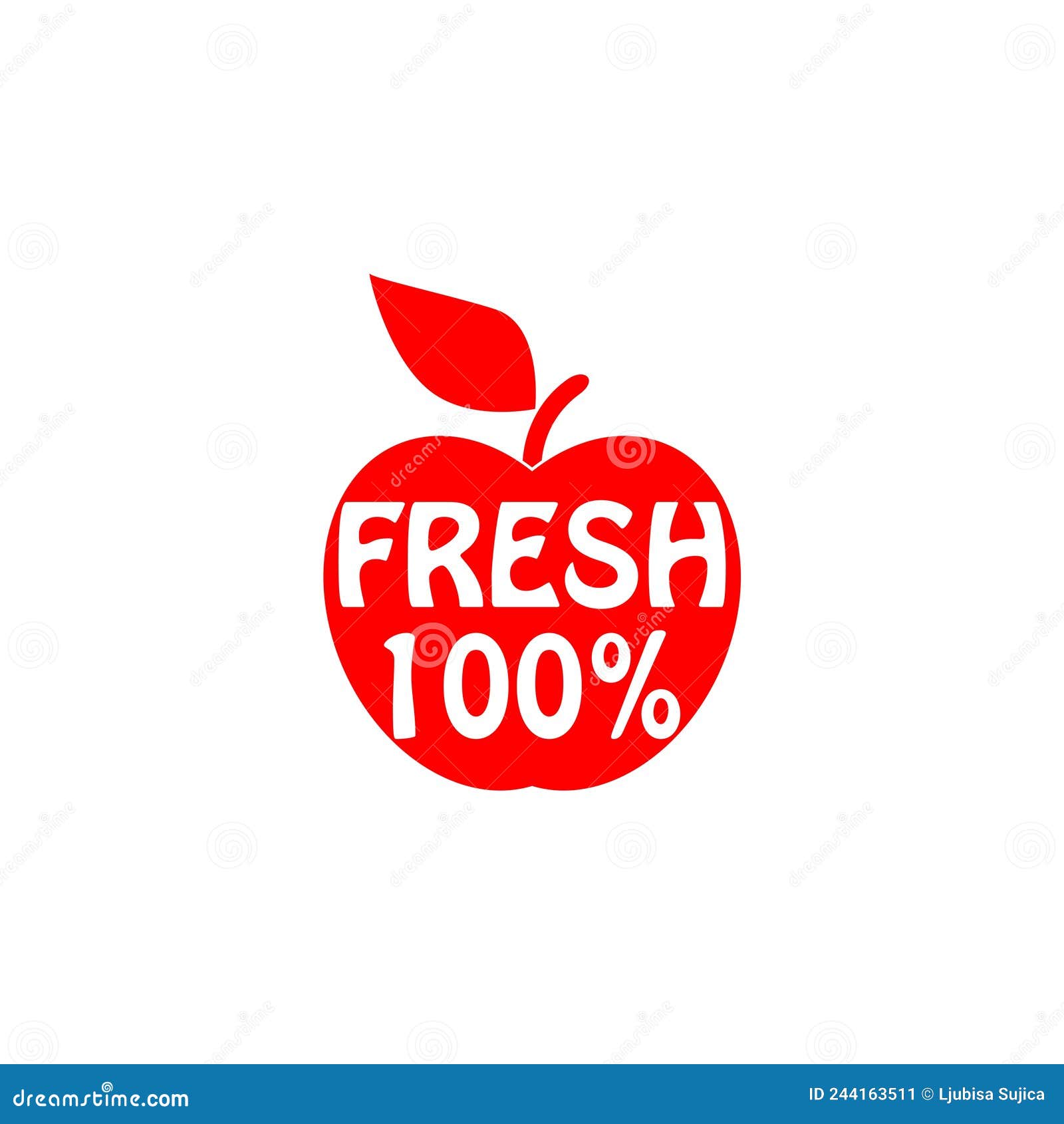 Fresh Apple 100 Icon Isolated on White Background Stock Vector