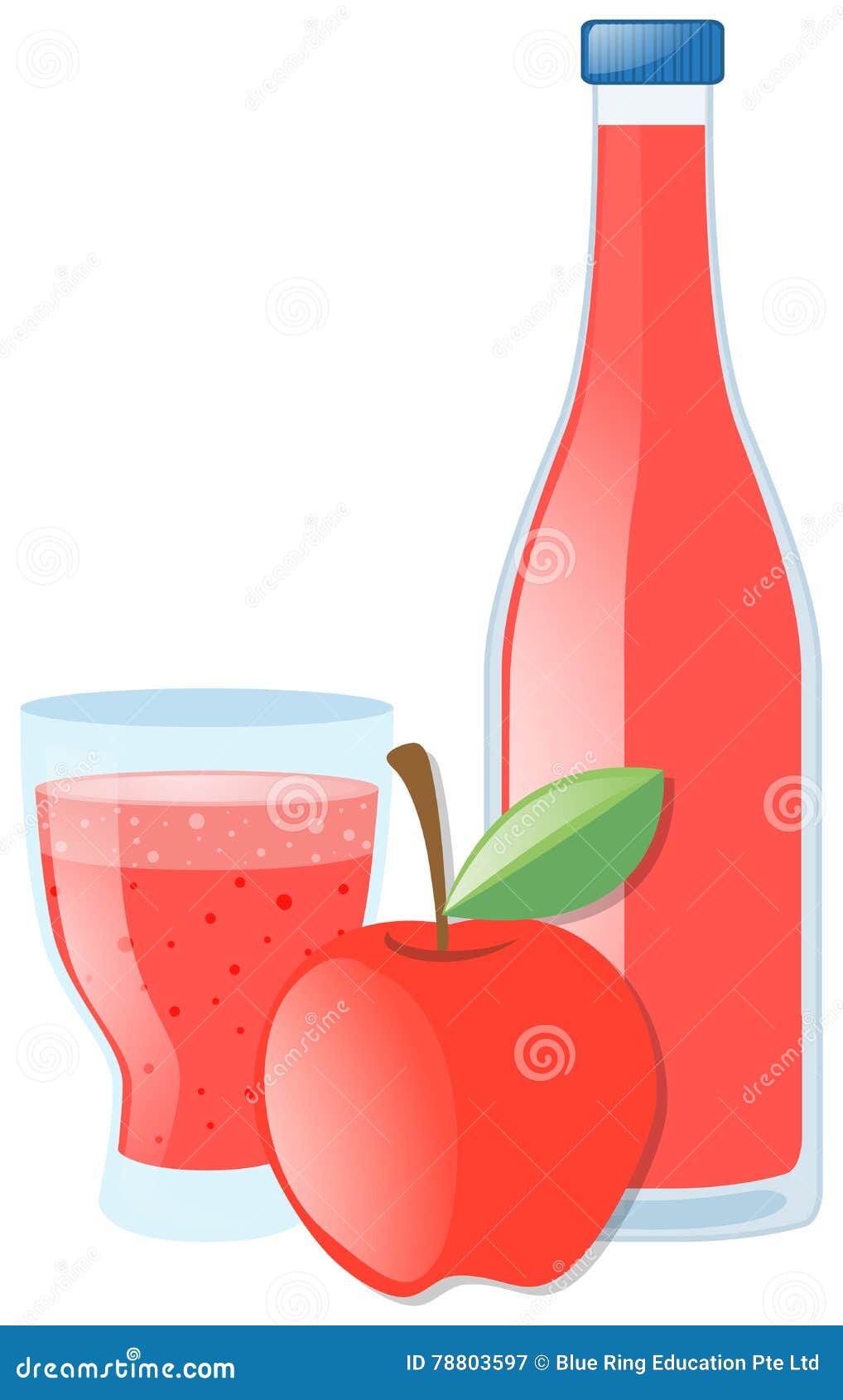 Fresh Apple and Juice in Bottle Stock Vector Illustration of graphic