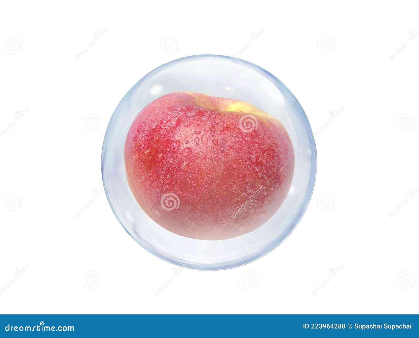 Fresh Apples, in Bubble Isolated on White Background Stock Photo