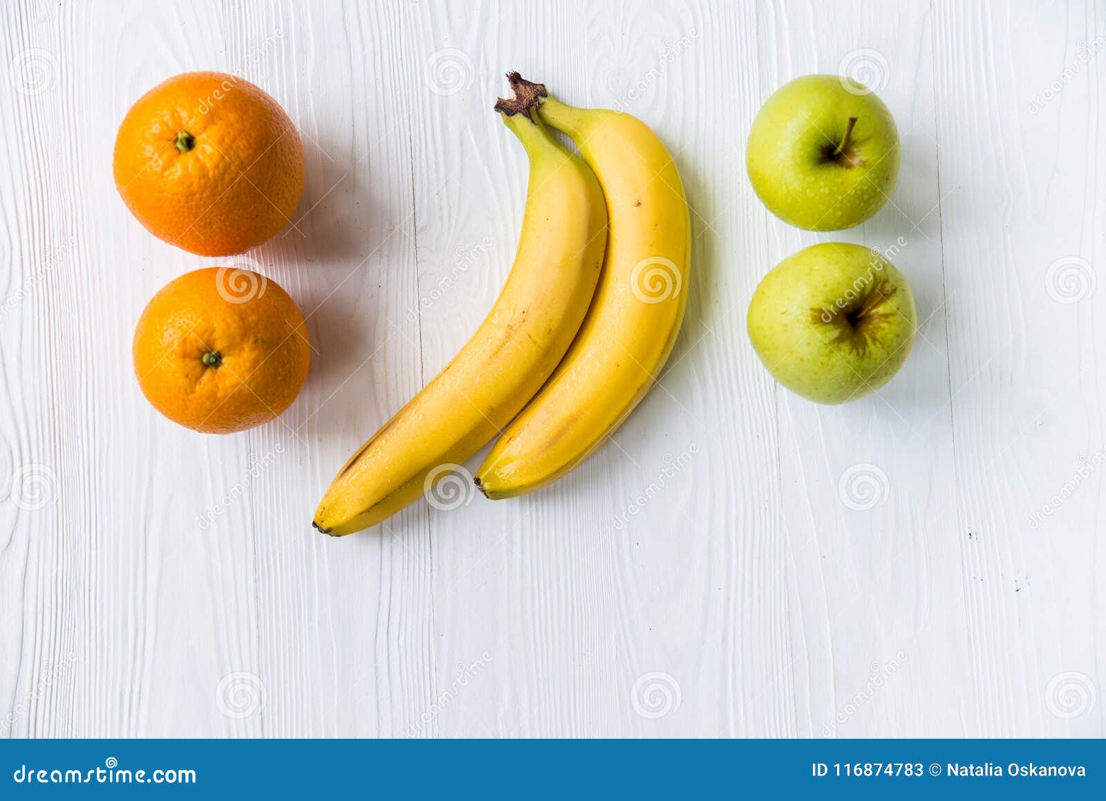 Fresh Apples Oranges And Bananas On White Stock Image Image Of Clean