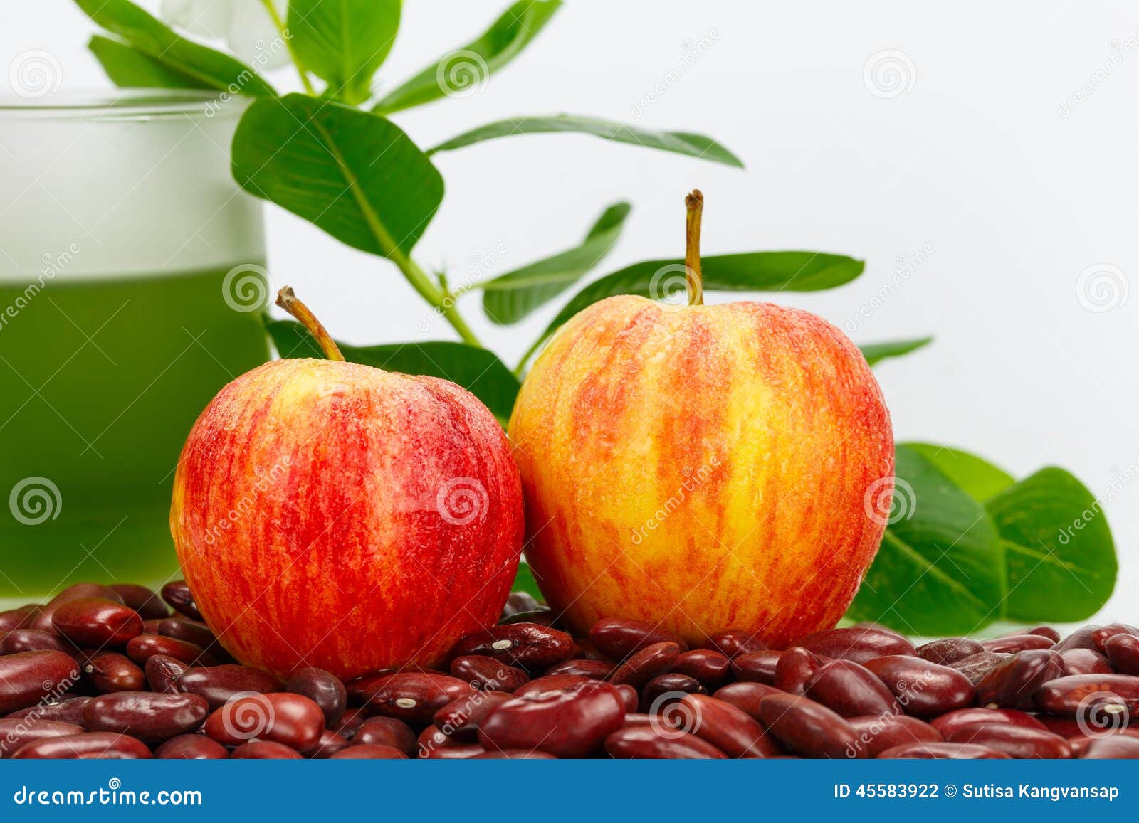 Fresh Apples with Vegetable Juice and Bean Stock Photo Image of flower, fruit 45583922