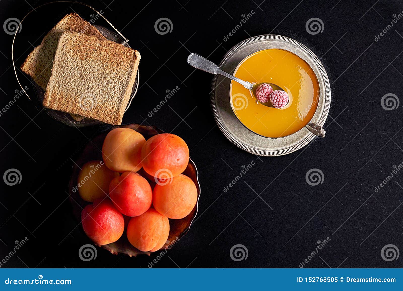 fresh apricots, apricot jam and some toasts