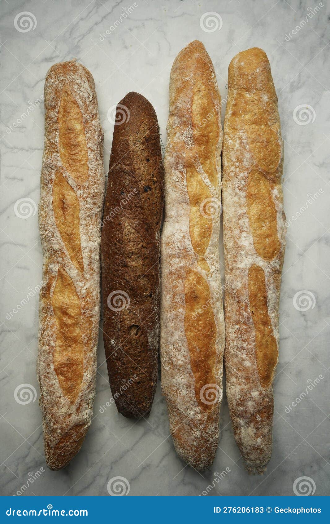 Fresh Baguette Bread, Closeup. French Loaf of Bread Stock Image