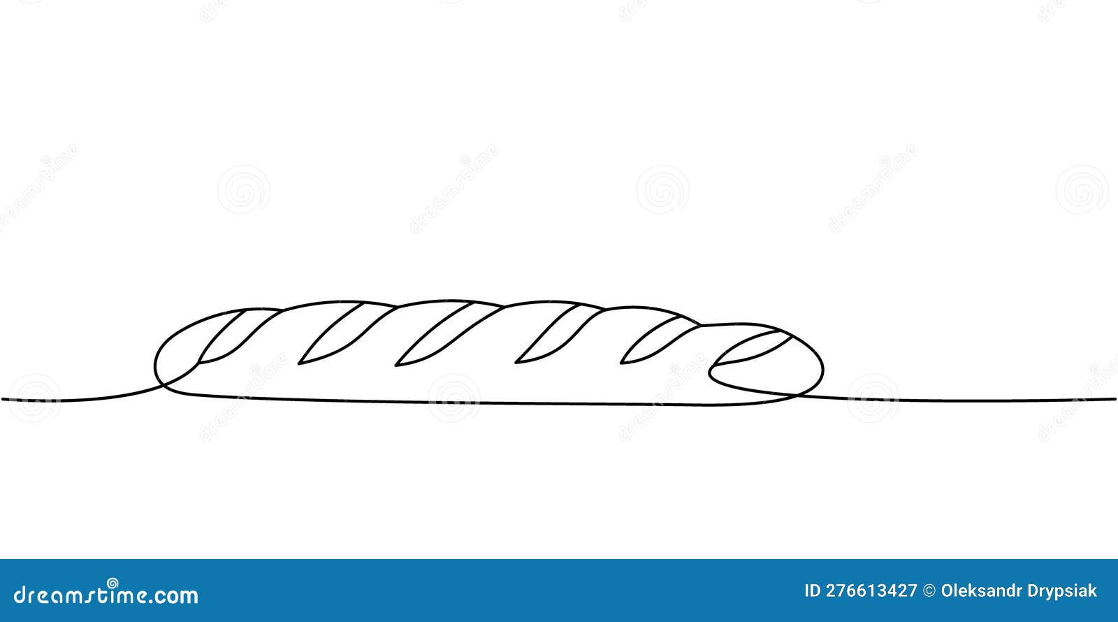 fresh baguette one line continuous drawing. bakery pastry products continuous one line .  minimalist