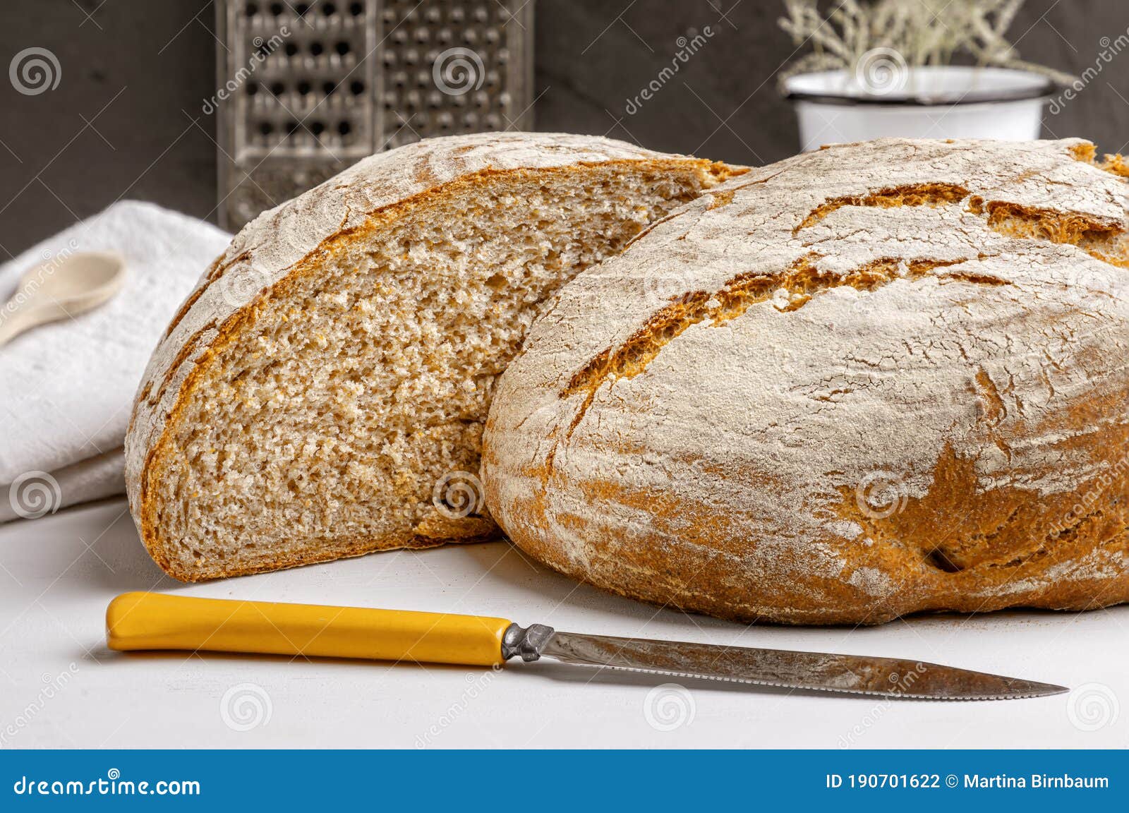 Fresh Baked Artisan Sourdough Bread with Sourdough Stock Photo Image