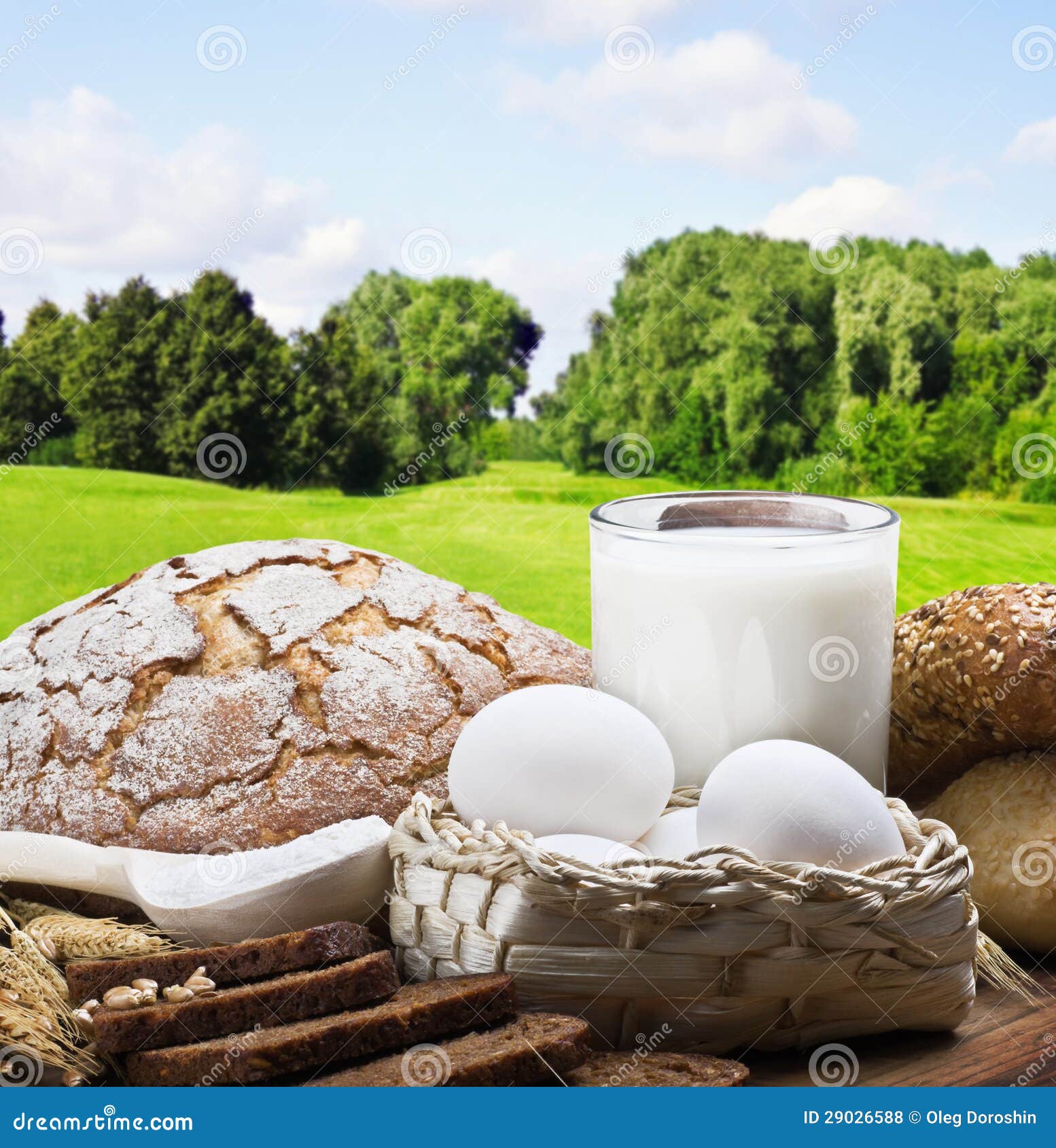 Fresh Baked Bread and Ingredients Stock Photo Image of organic, board