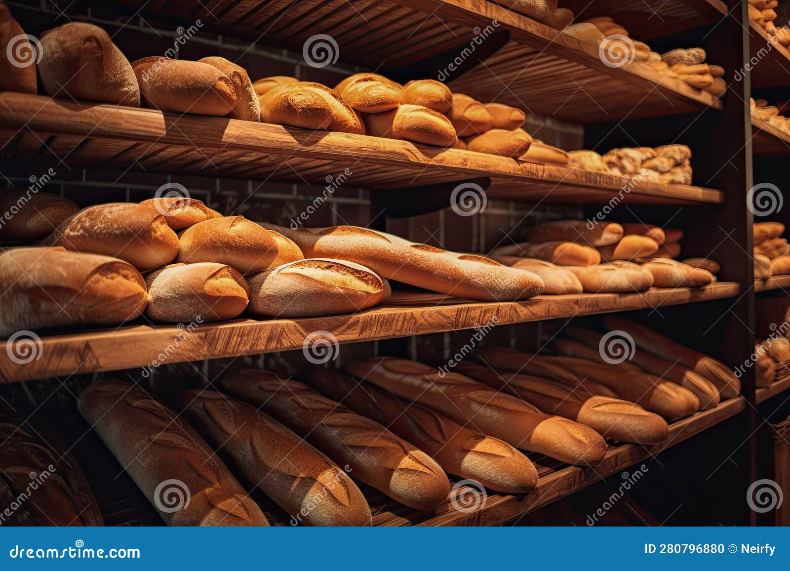 Fresh baked bread in store stock illustration. Illustration of natural
