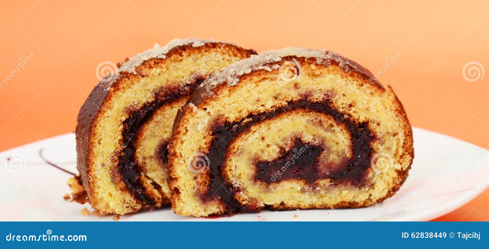 Fresh Baked Plum Jam Roll Cake Stock Image Image of food, lint 62838449