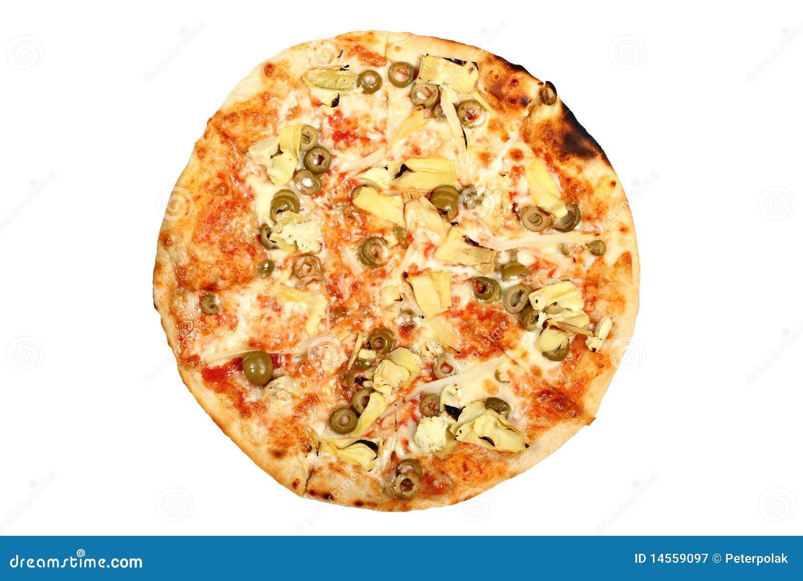 Fresh Baked Round Pizza with Olives Isolated Stock Image Image of