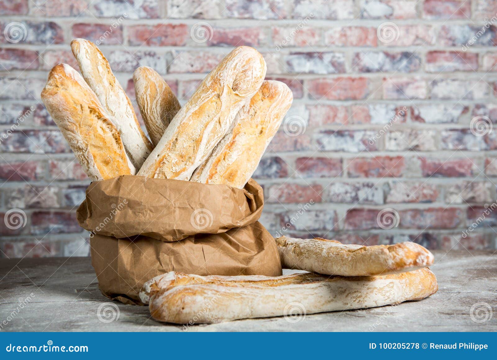 Fresh Baked Rustic Bread Loaves in Paper Bags Stock Photo Image of