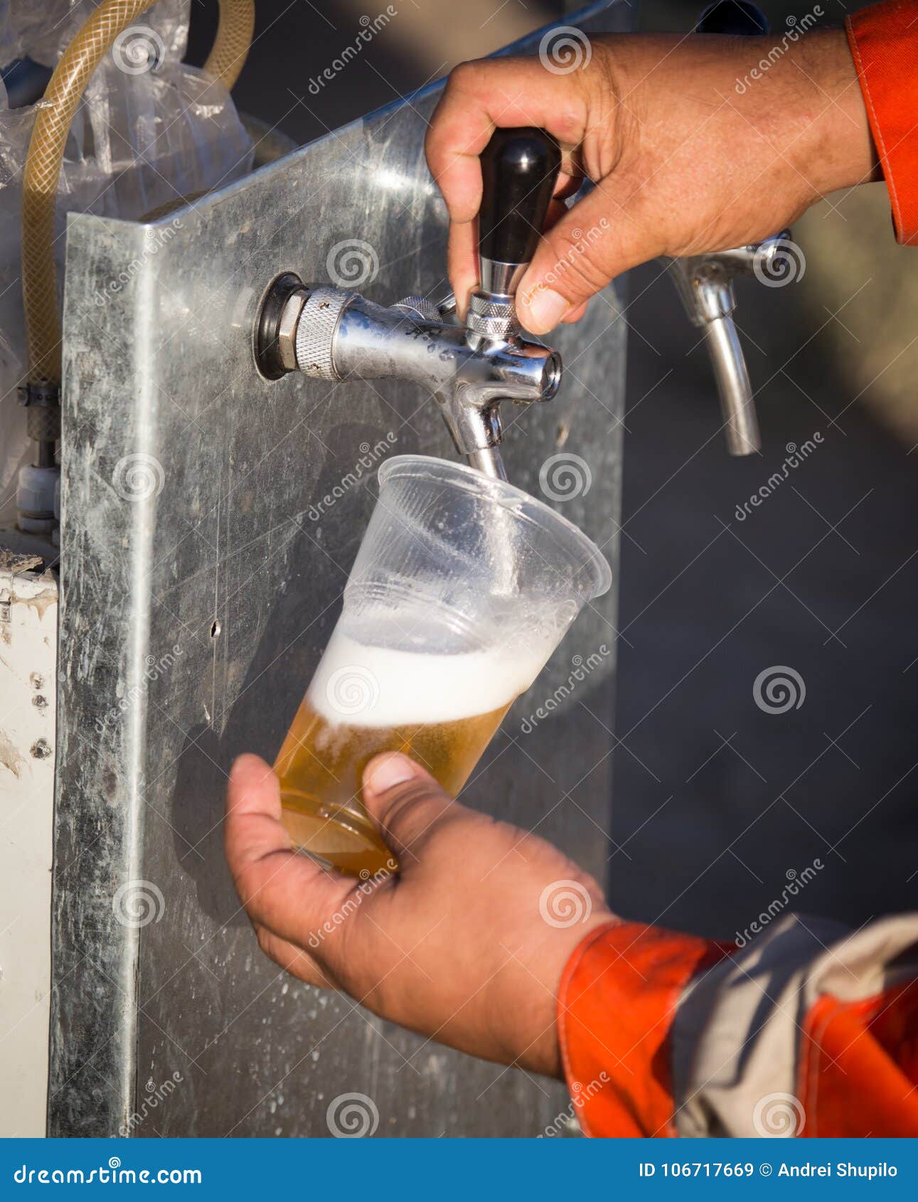 Fresh Beer in a Plastic Cup in the Hand Stock Image Image of hand