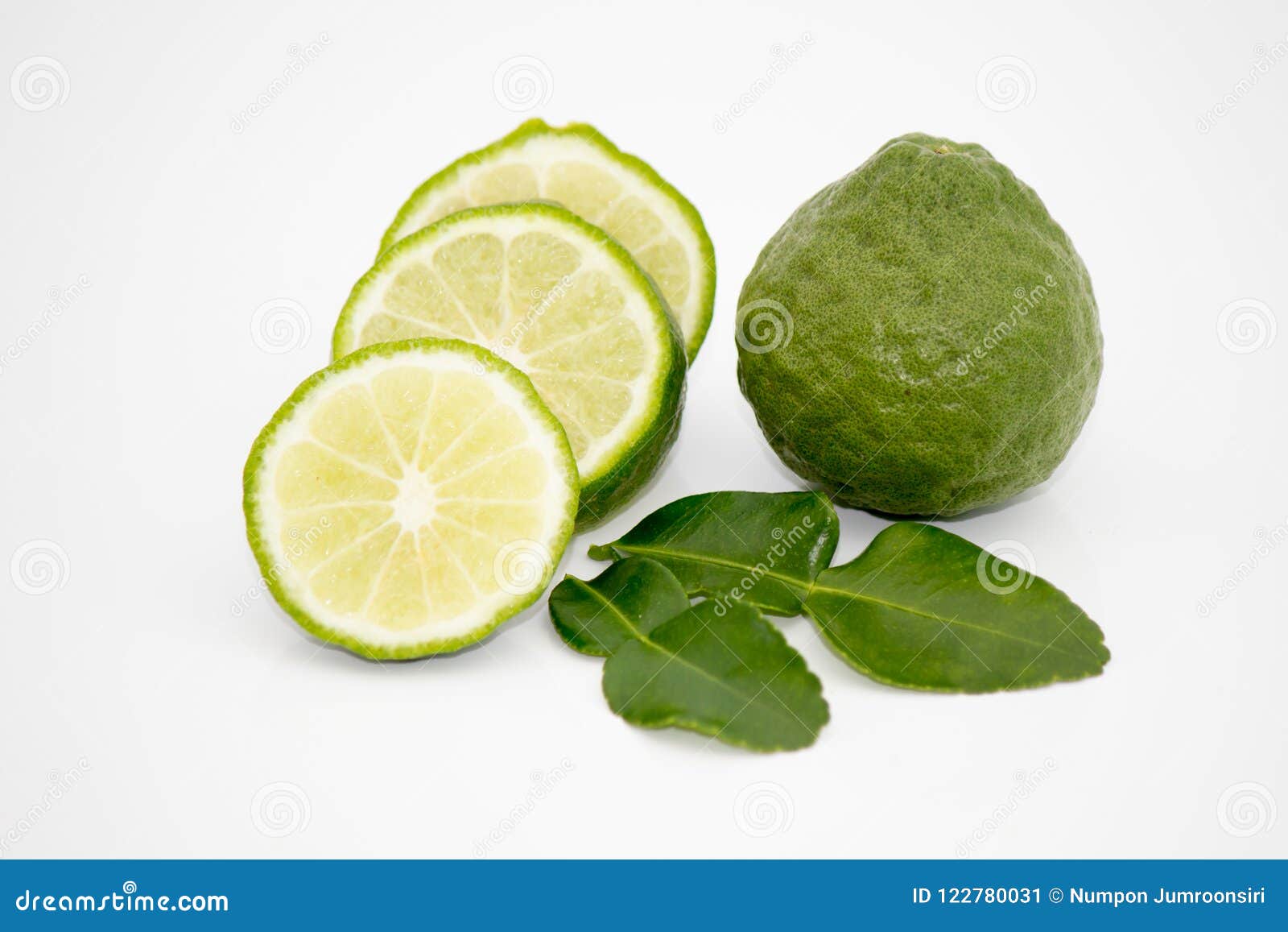 Fresh Bergamot Fruit And Bergamot Leaves On White Background Stock Image Image Of Lime Hair 122780031