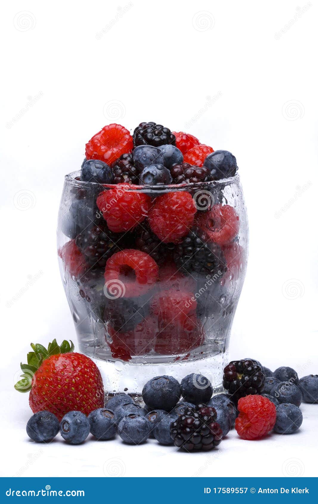 fresh berries in glass