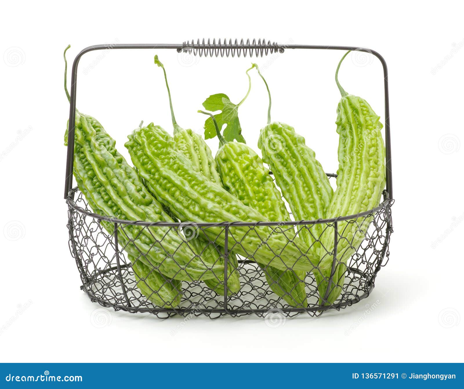 Fresh Bitter Gourd with Leaf Stock Image Image of balsam, white 136571291