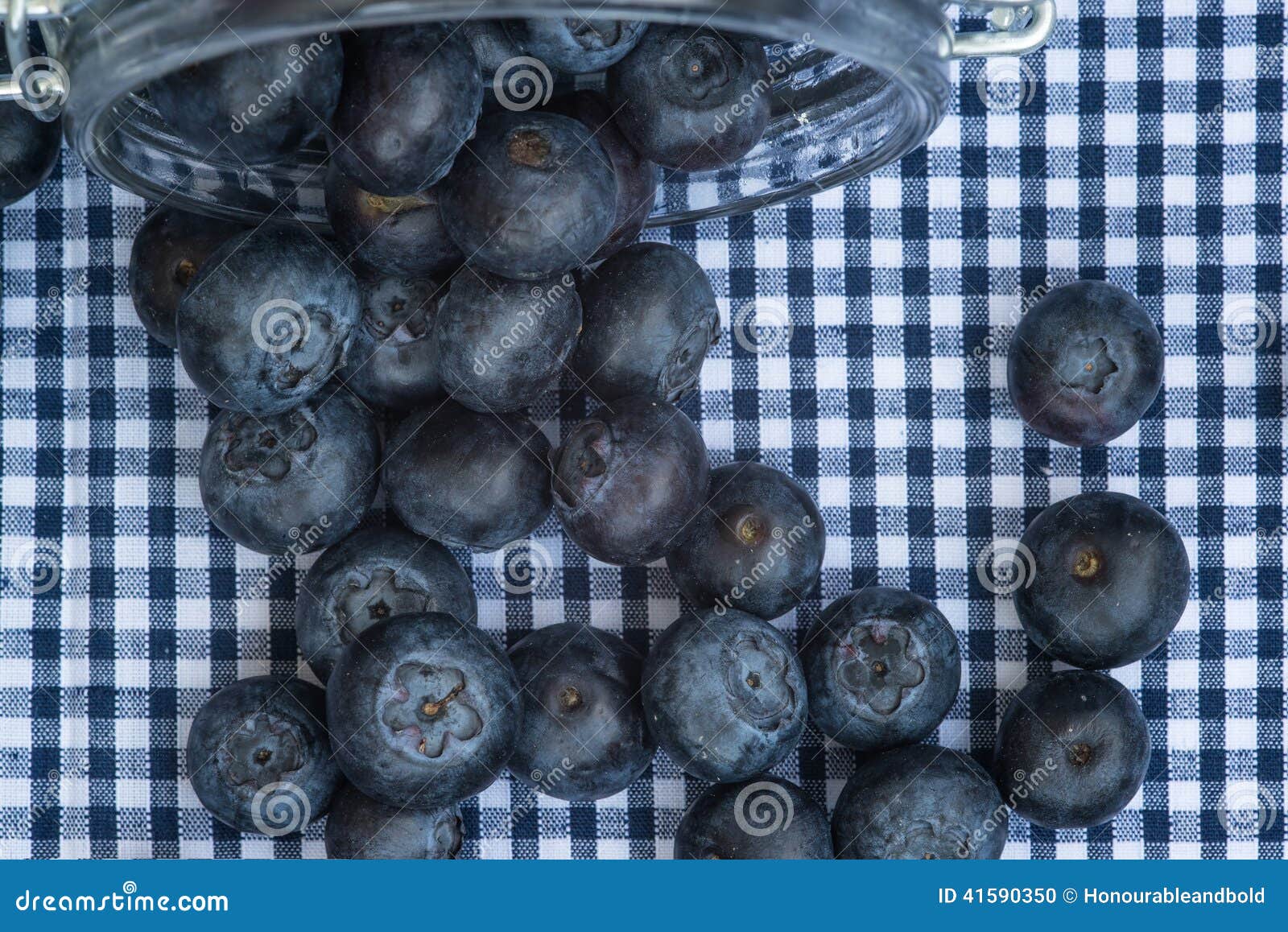 Fresh Blueberries Falling Out of Glass Jar Stock Photo Image of