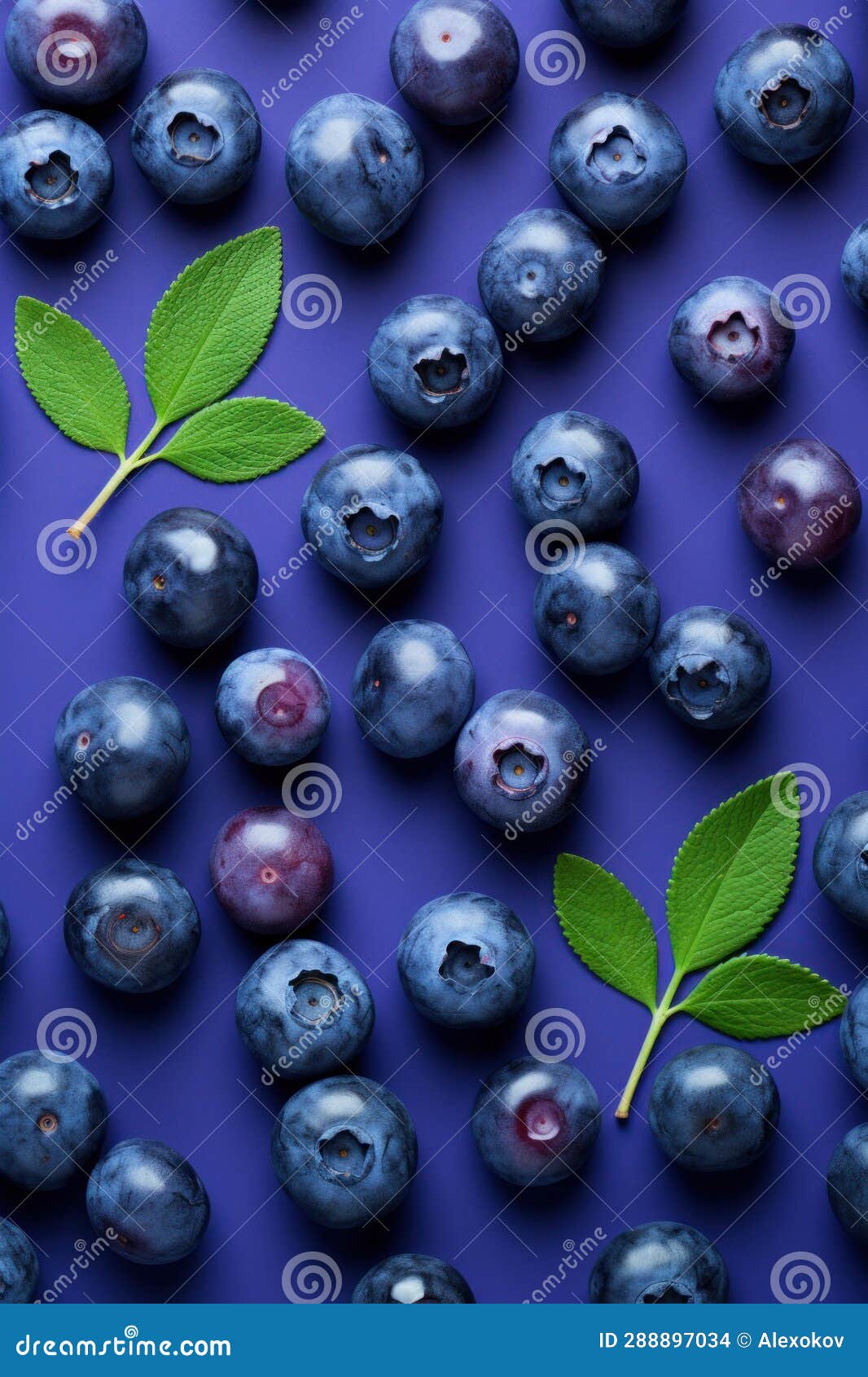 Fresh Blueberries on Purple Background AI Generated Stock Illustration