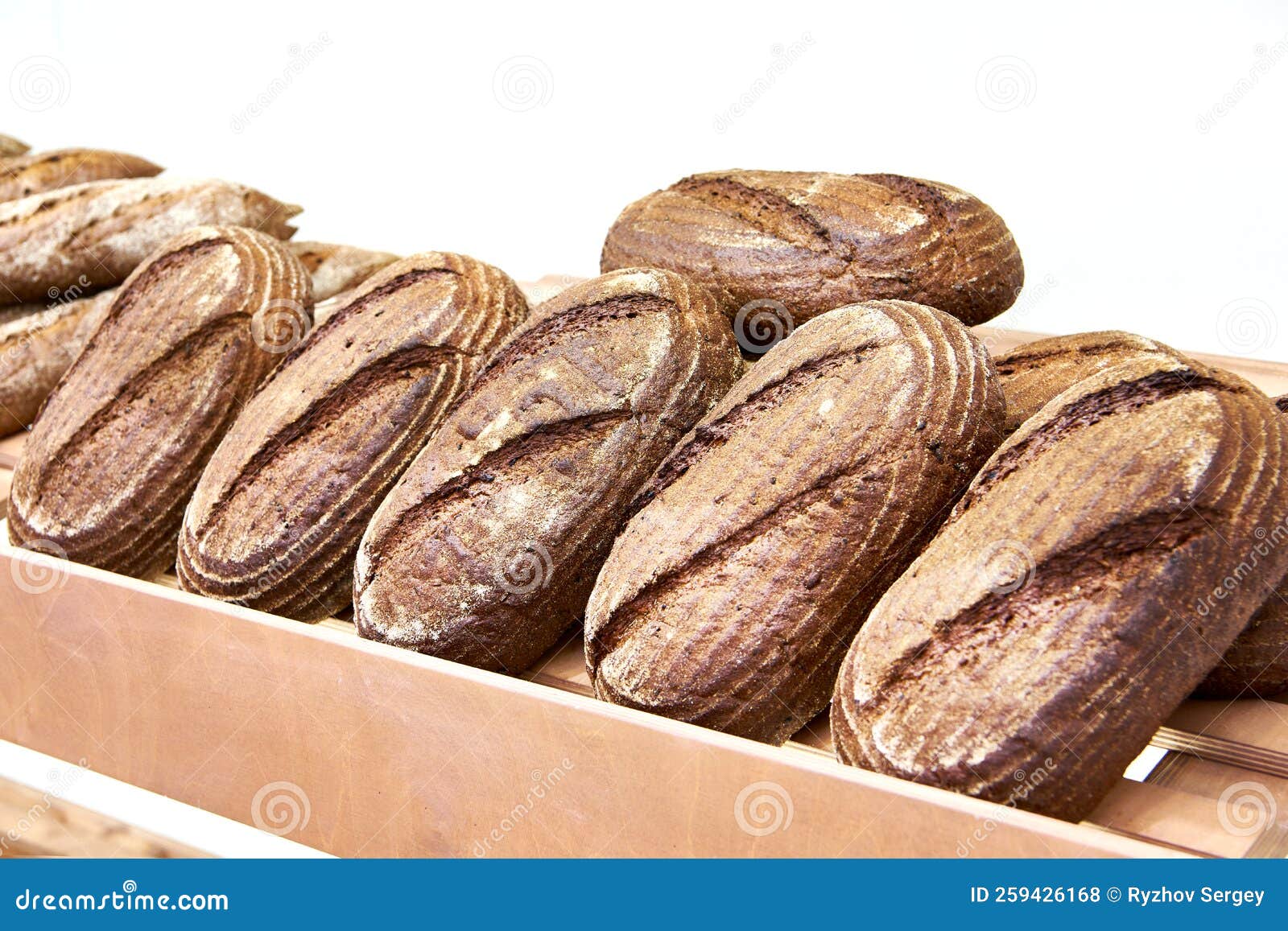Fresh bread in bakery stock photo. Image of stack, group 259426168