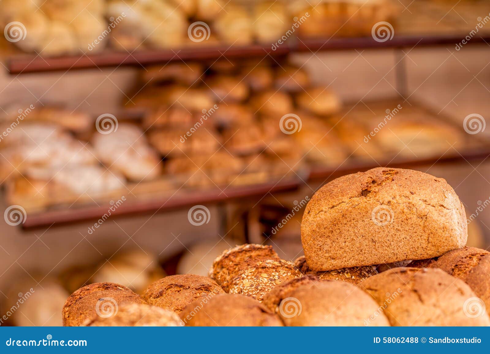 Fresh bread in the bakery stock photo. Image of selection 58062488