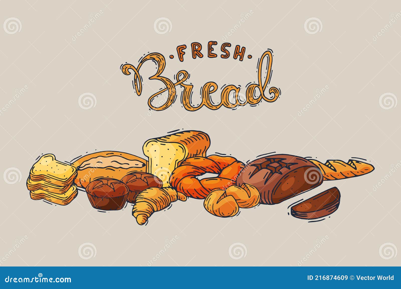 Fresh Bread Hand Drawing Sketch Style, Soft Delicious Baked Pastry, Bakery  Product Cartoon Vector Illustration, Isolated Stock Vector - Illustration  of style, fresh: 216874609