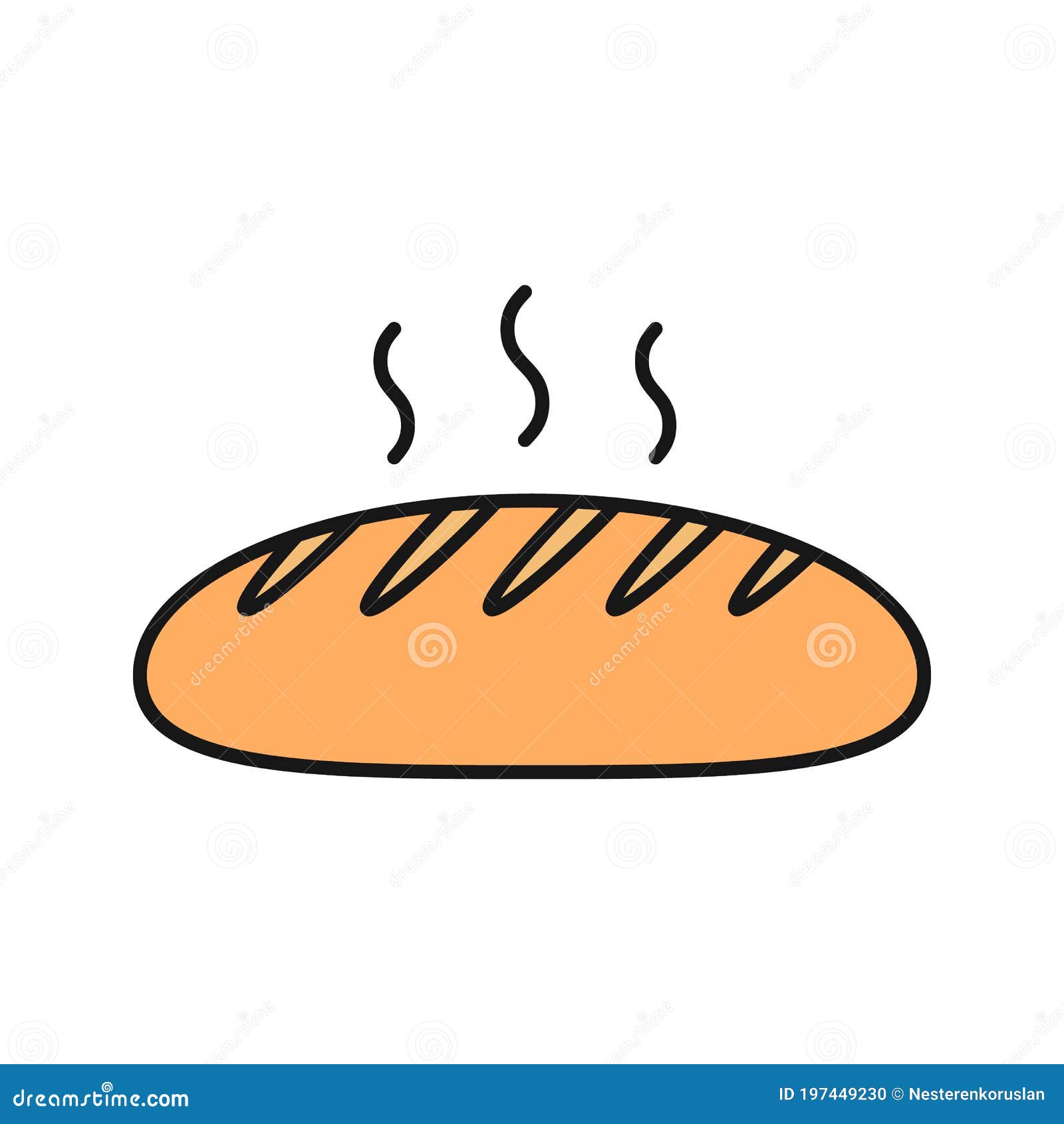 fresh bread loaf color icon