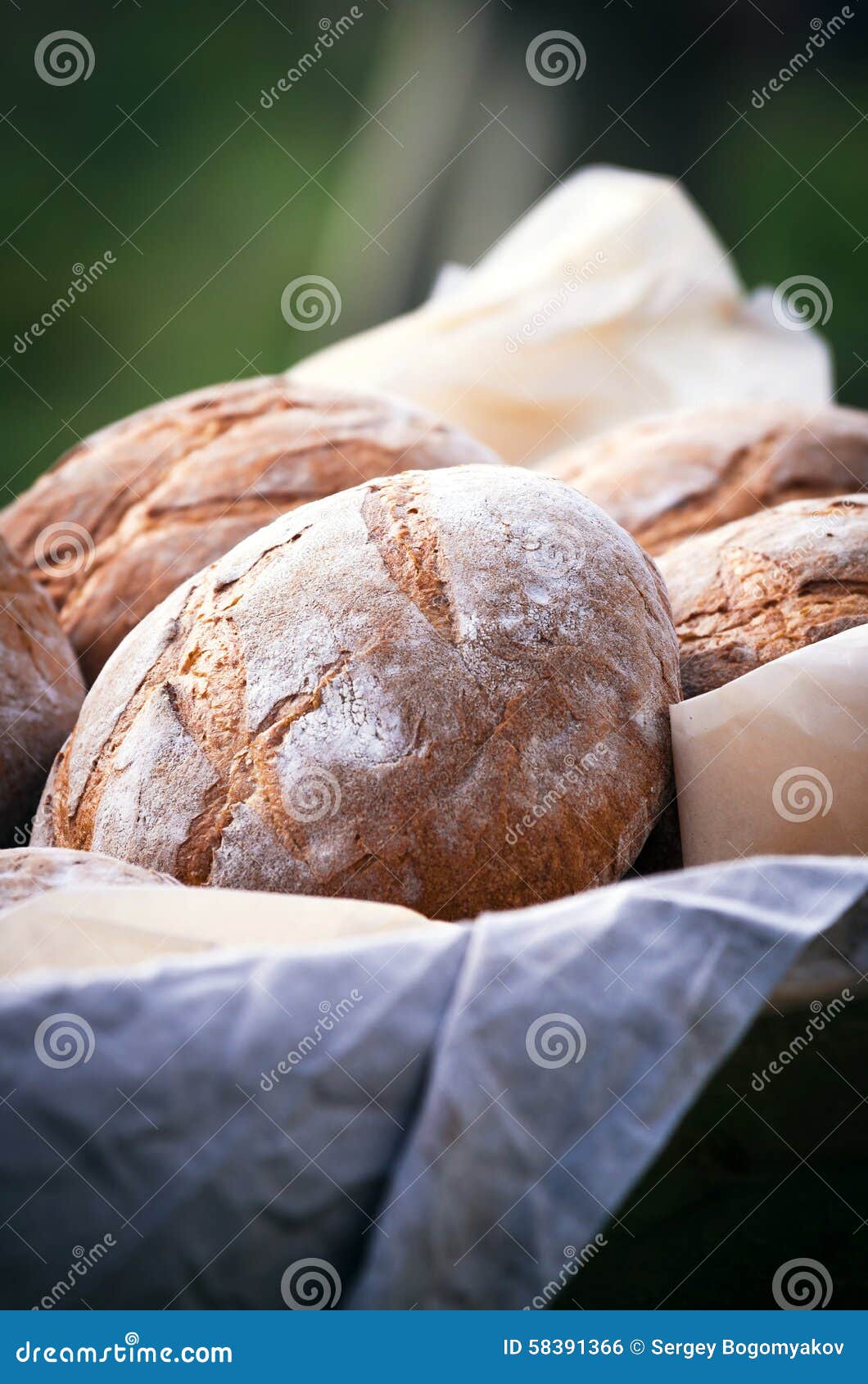 Fresh bread on parchment stock photo. Image of dough 58391366