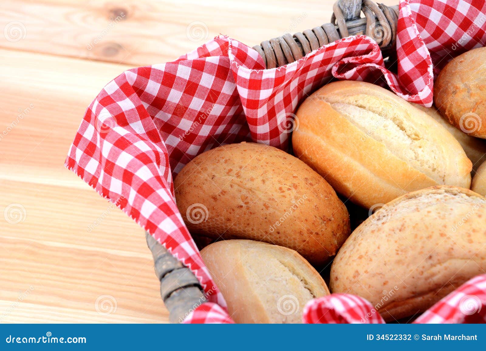 Fresh Bread Rolls in a Rustic Picnic Basket Stock Photo Image of pain