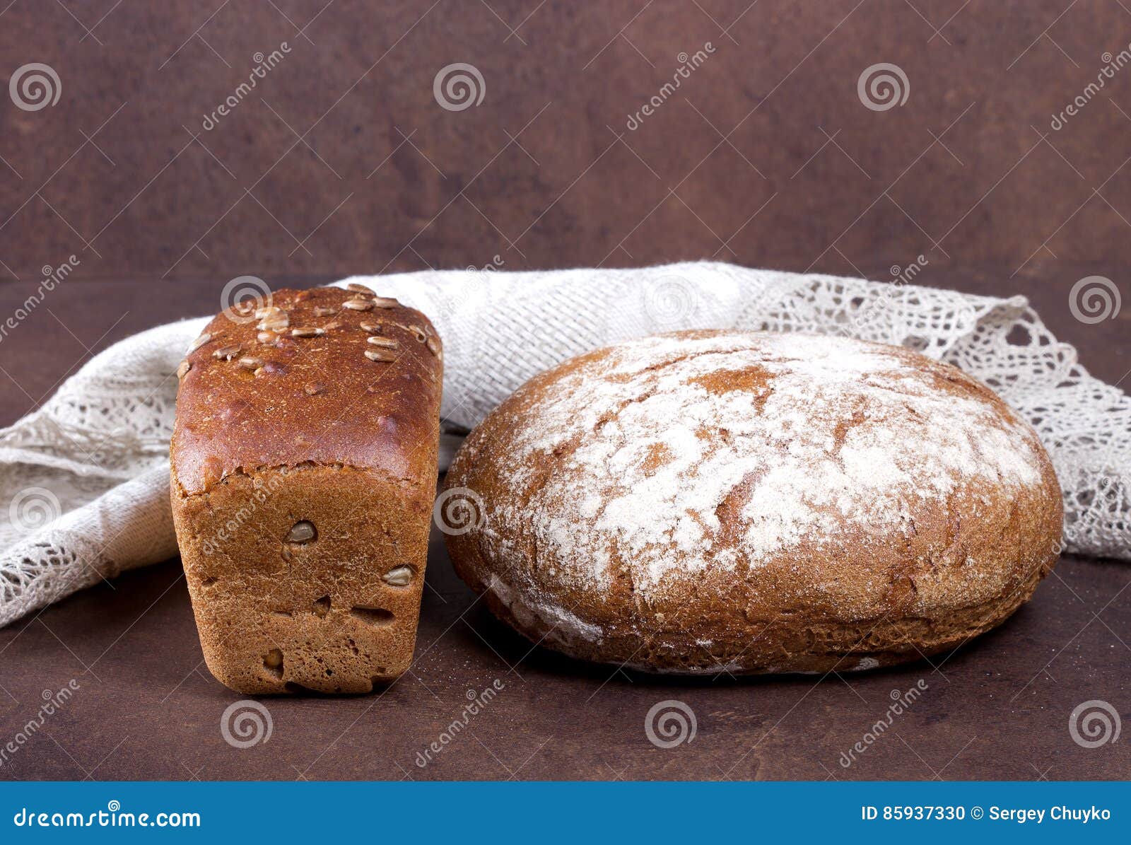 Fresh Bread on Rustic Backgrounds. Stock Photo - Image of baking