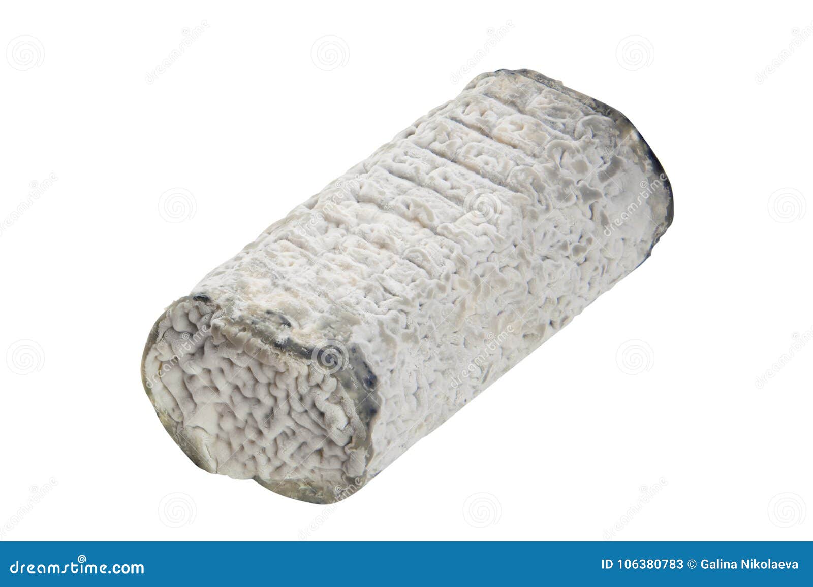 Fresh Brie Cheese with White Mold on a White Background Stock Image