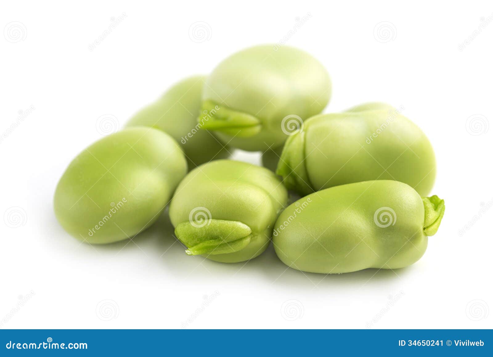 Broad Beans, Also Called Fava Or Windsor Bean In Wooden Bowl On White