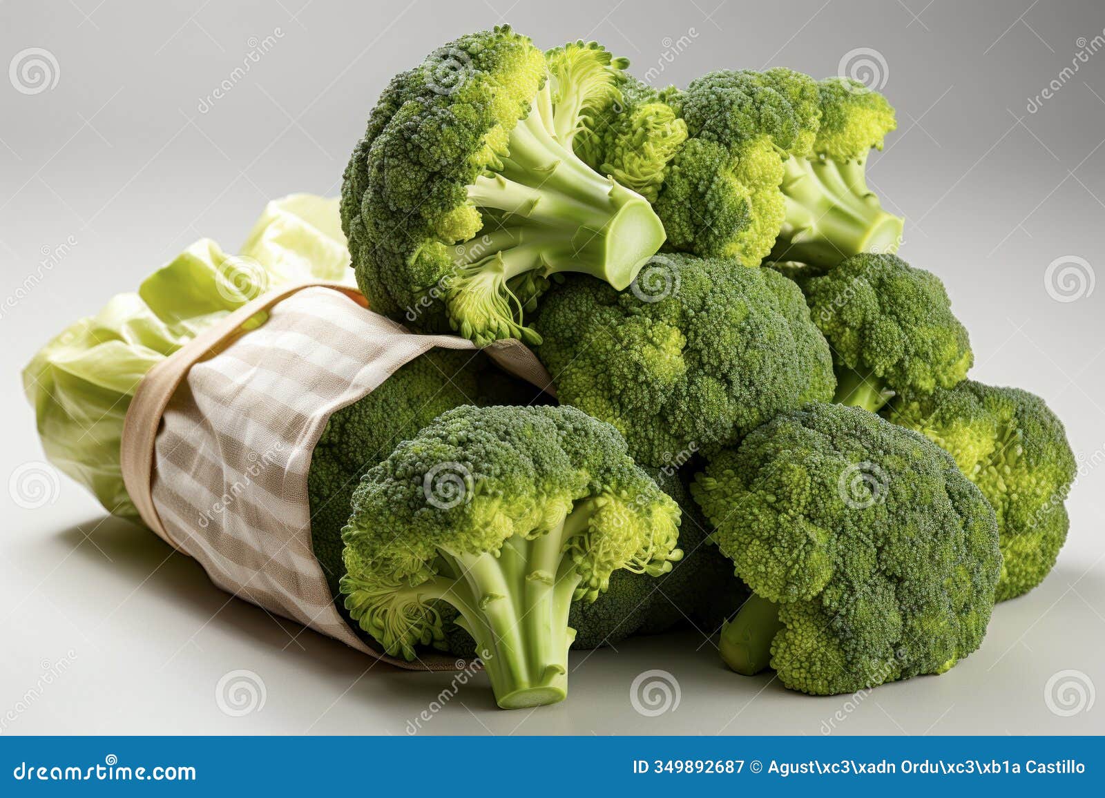 fresh broccoli florets on a clean white background