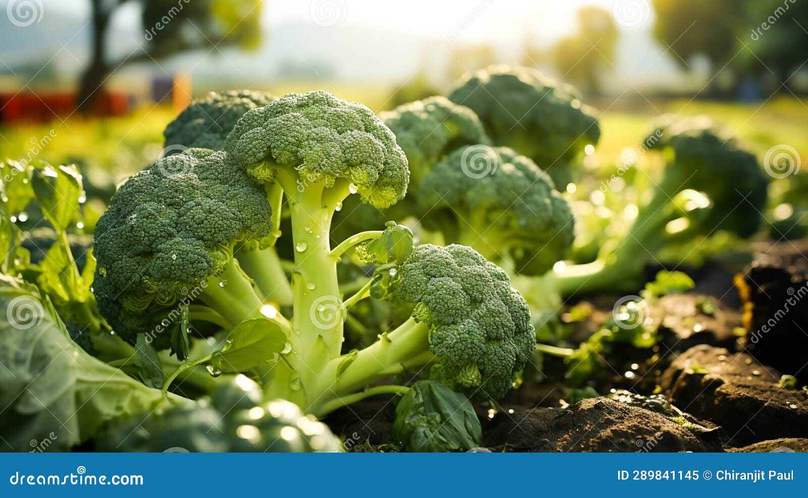 A Fresh Broccoli Vegetable in the Field, Broccoli Focus on Camera Stock