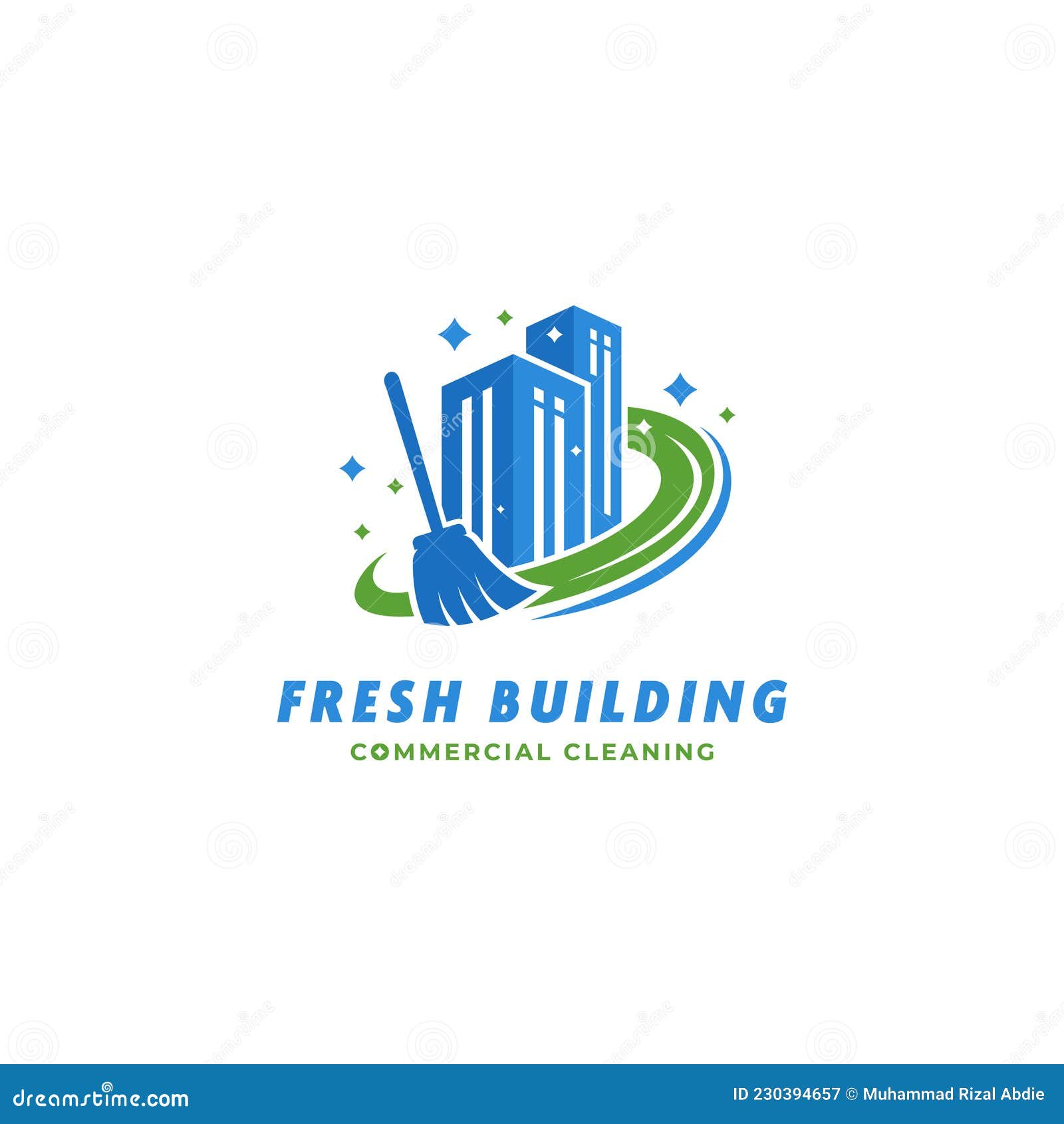 Fresh Building Commercial Building Cleaning Service Janitor Logo Stock