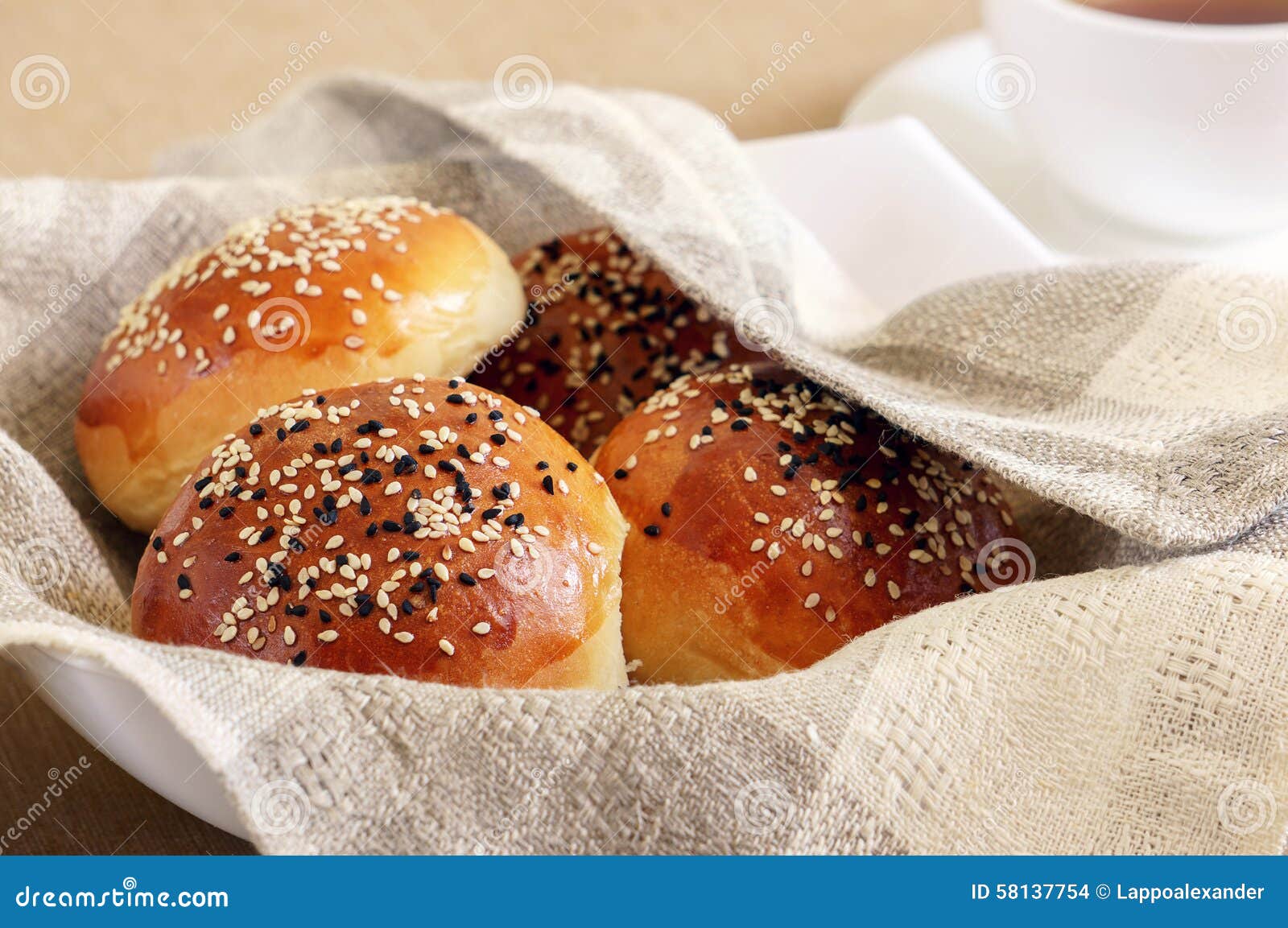 Fresh buns with sesame stock photo. Image of freshness 58137754
