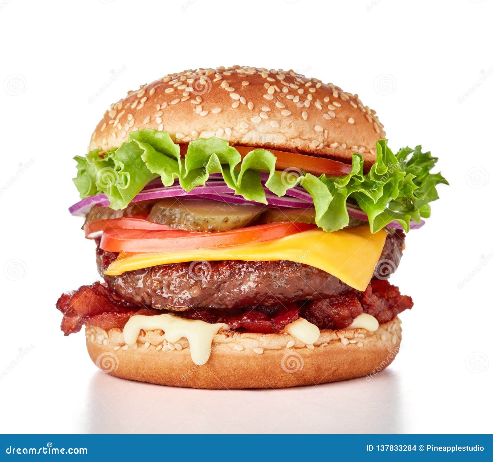 Fresh burger isolated stock photo. Image of background - 137833284