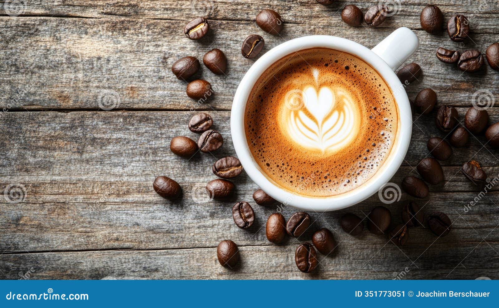 fresh cappuccino with latte art in a rustic setting