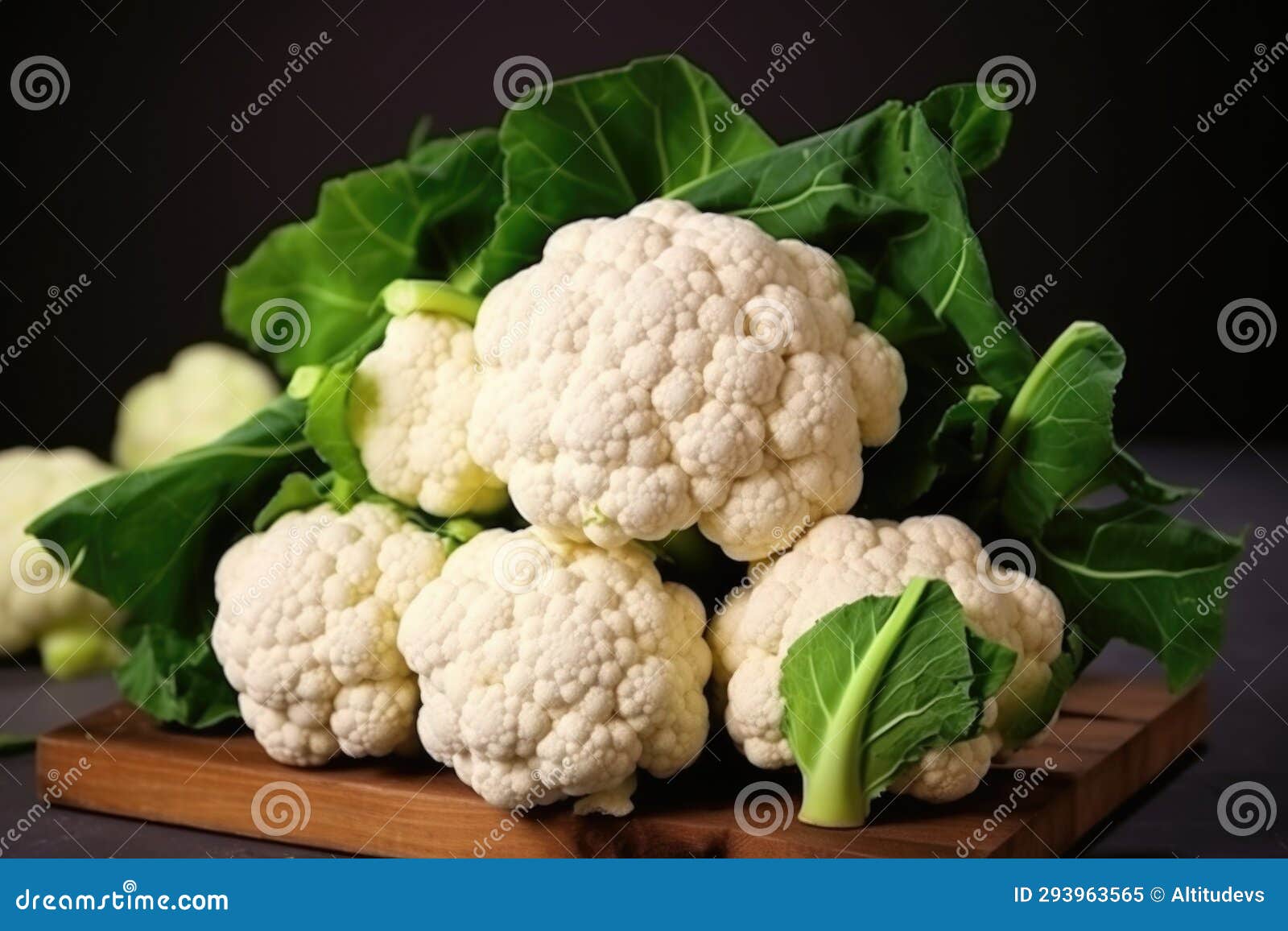 Fresh Cauliflower Florets Arranged in a Objectfocused Shot Stock Image