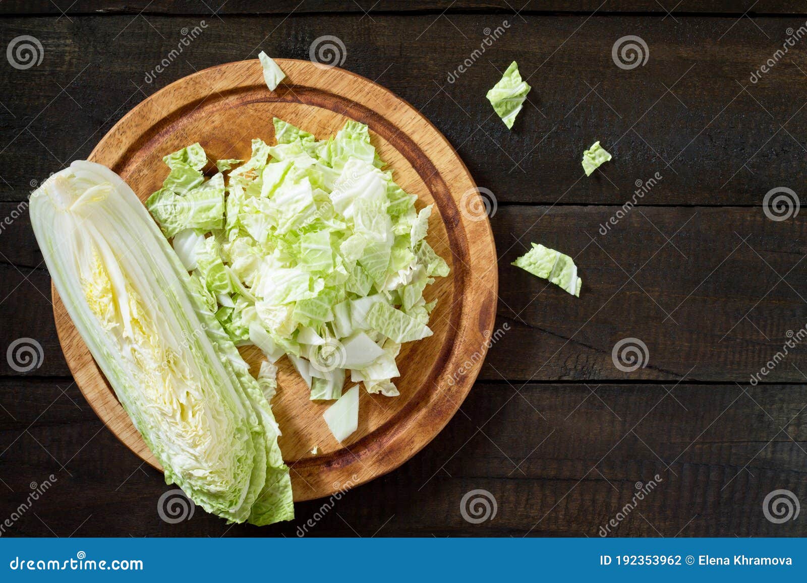 fresh celery cabbage on a vintage wooden fone.