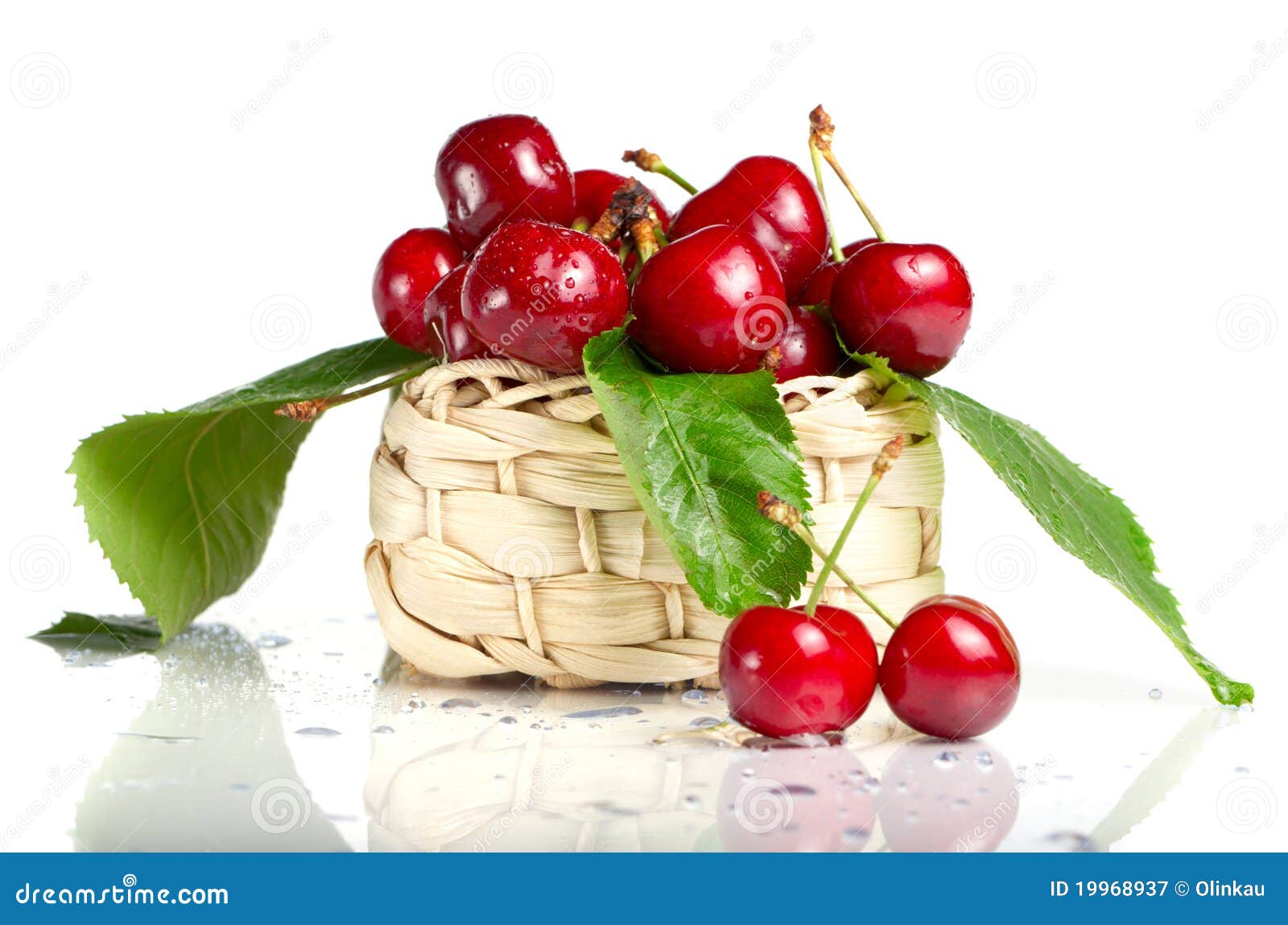 Fresh Cherry Berries in a Basket Stock Image Image of organic, growth