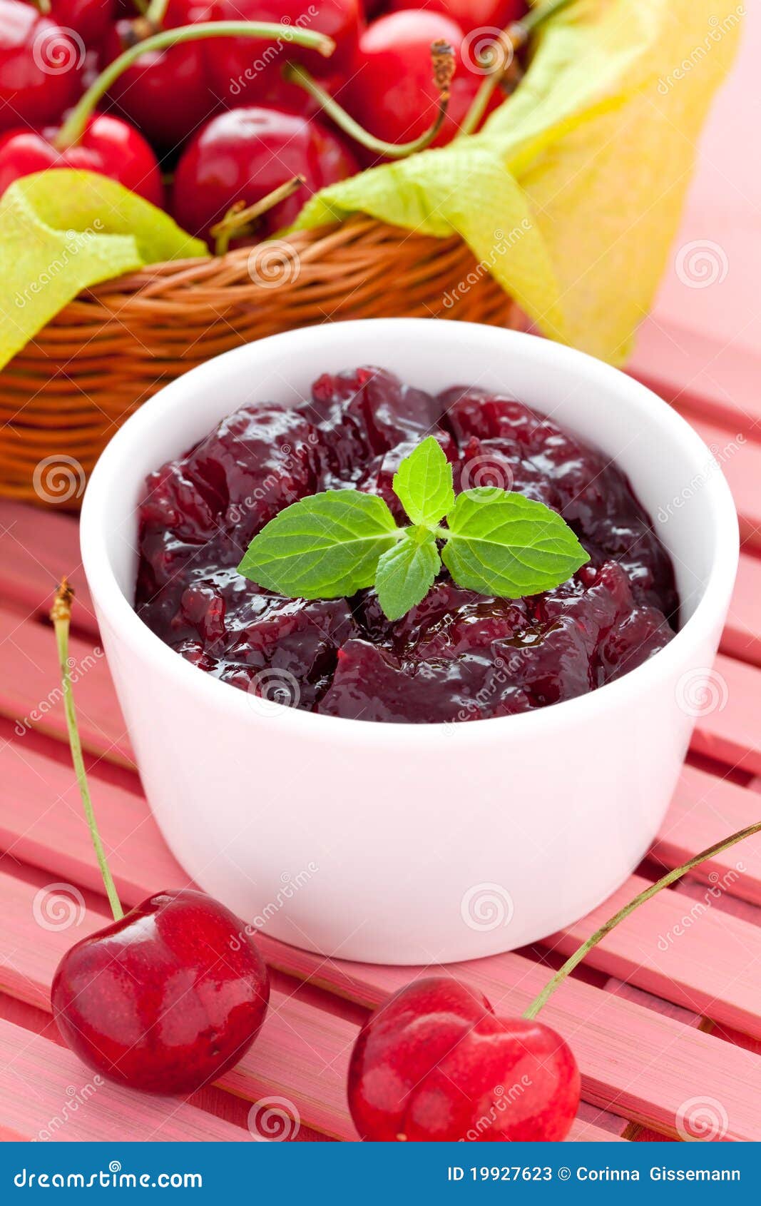 Fresh cherry jam stock image. Image of mint, bowl, freshness 19927623