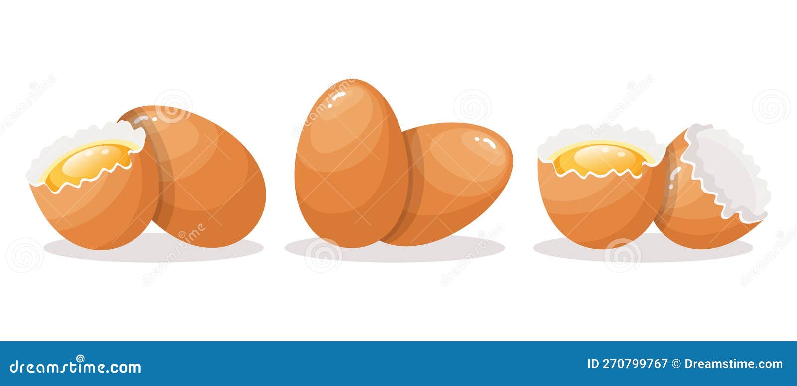 Broken Egg With Yolk. Cracked Brown Chicken Egg On White Background