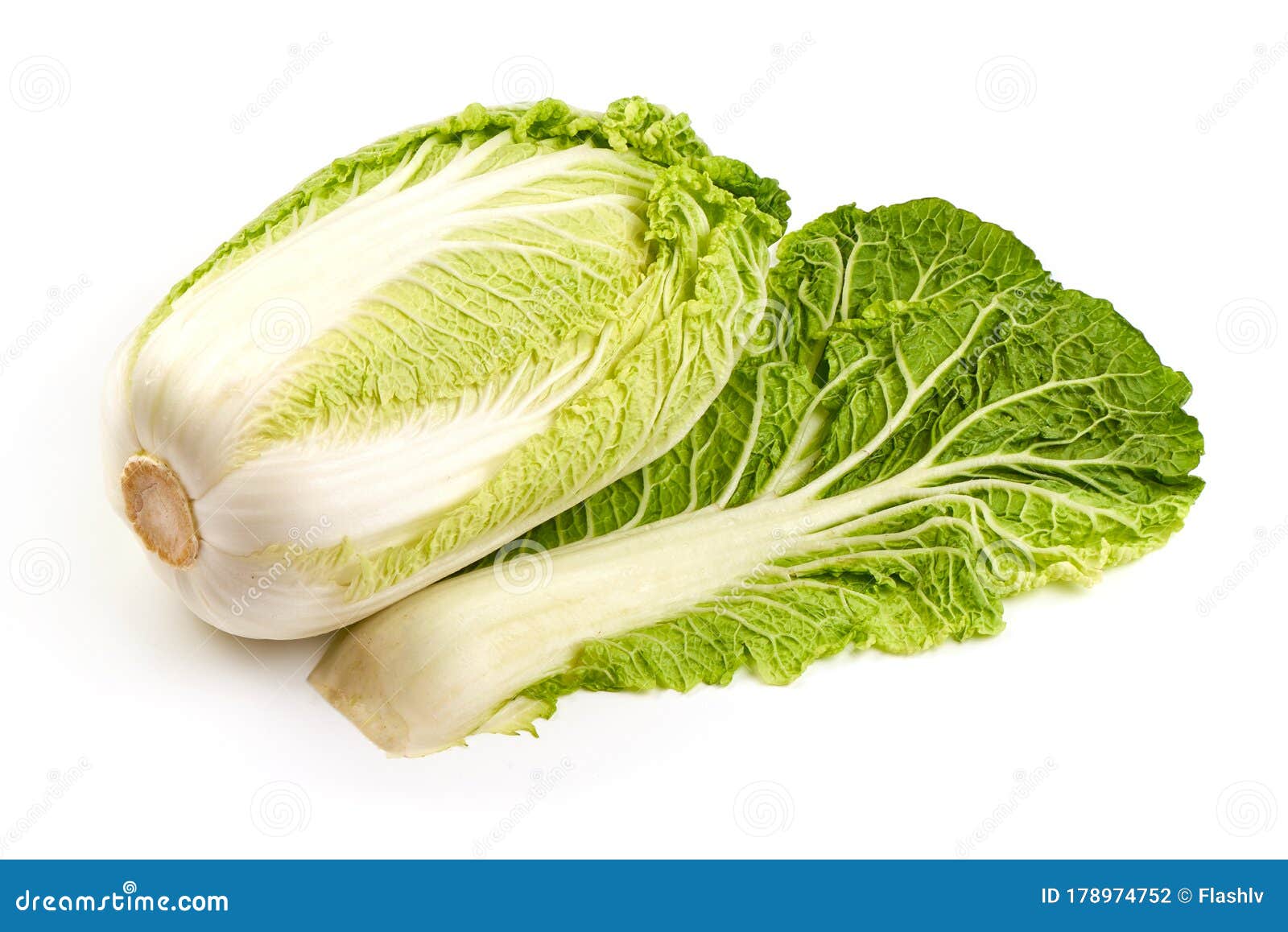 Fresh Chinese Cabbage, Isolated on White Background Stock Photo Image