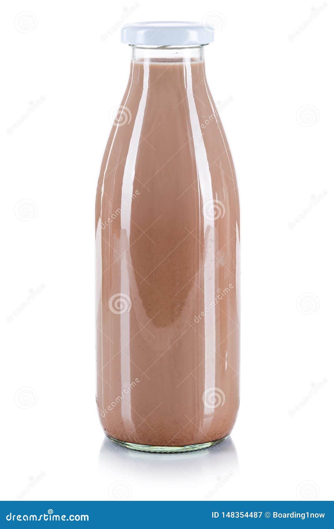 Fresh Chocolate Drink Milk Bottle Isolated on White Stock Image Image
