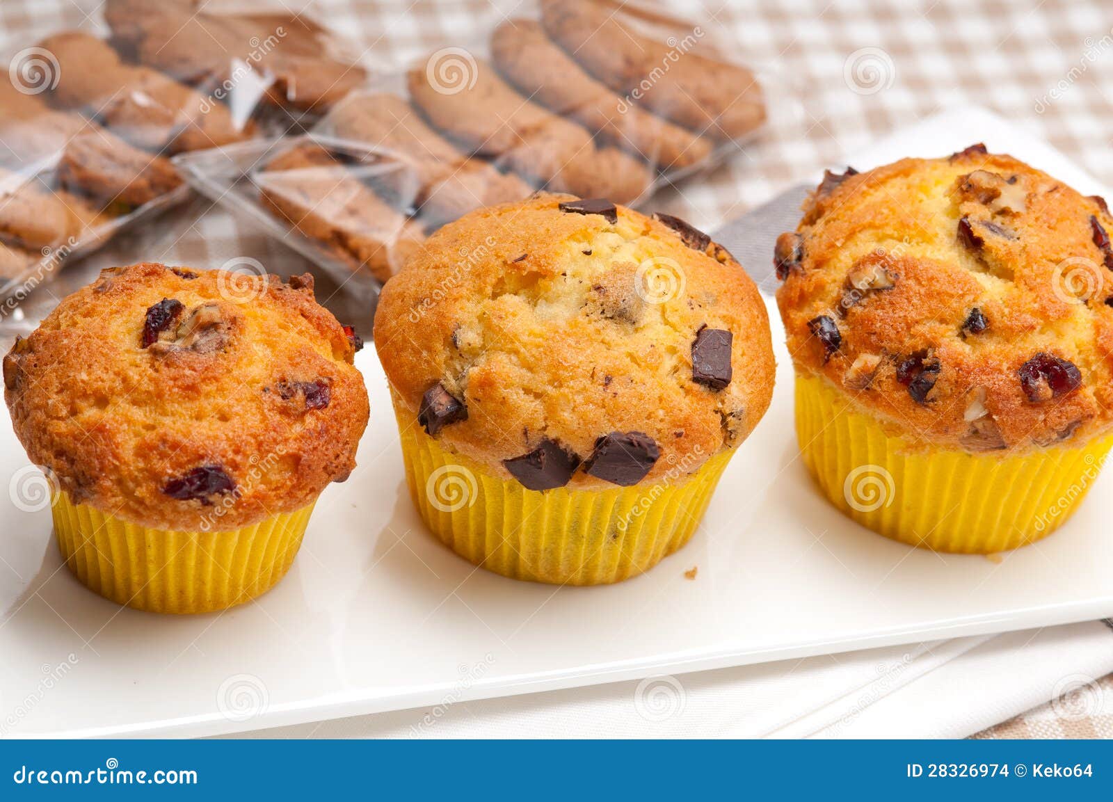Fresh Chocolate and Raisins Muffins Stock Photo Image of dessert