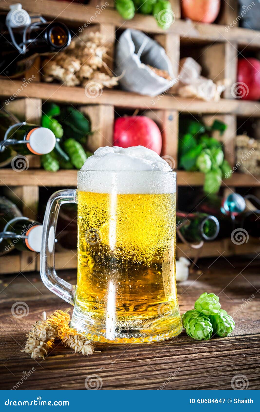 Fresh Cider Beer and Ingredients Stock Image Image of food