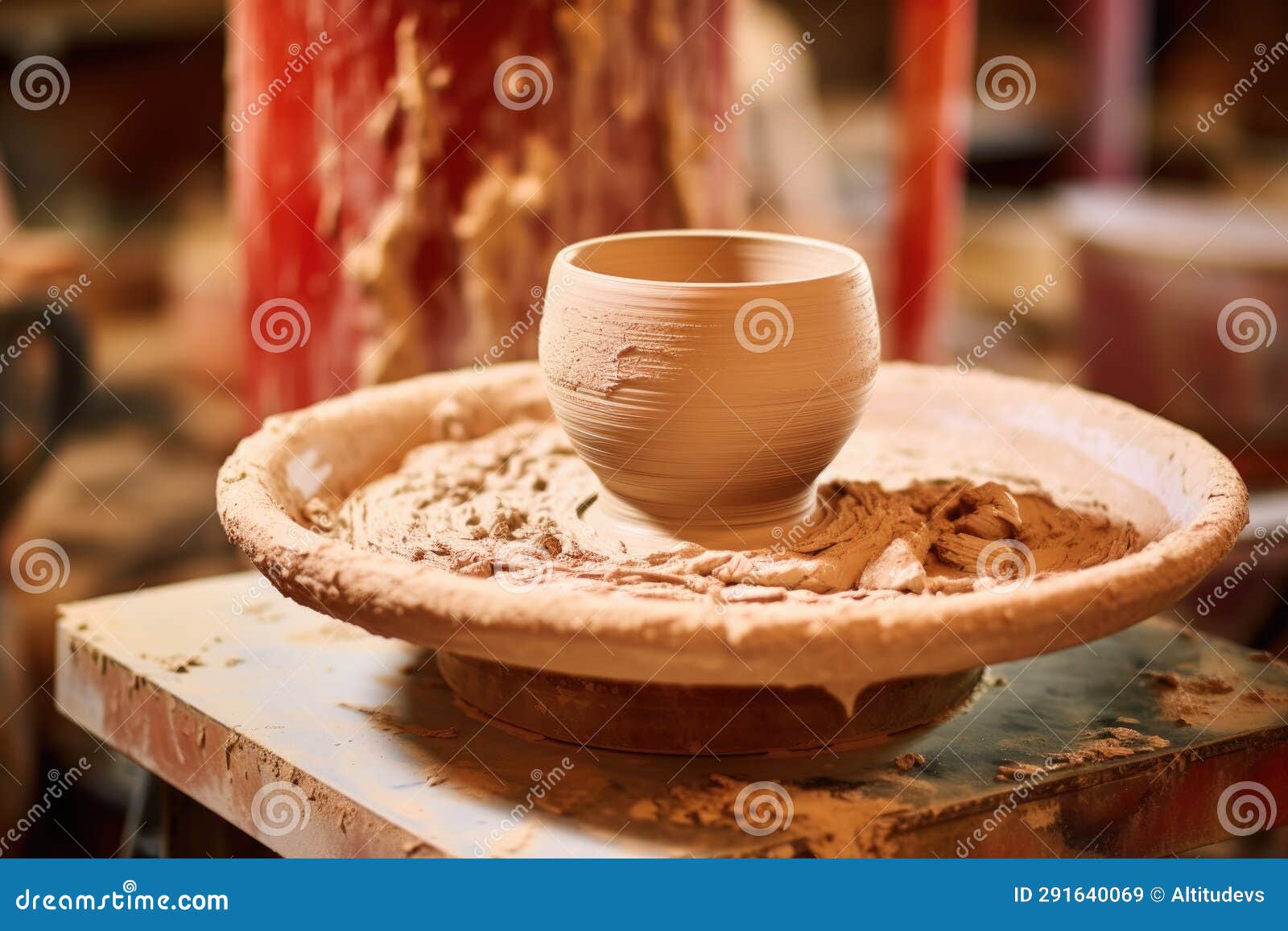 Fresh Clay on a Potters Wheel in a Ceramics Studio Stock Image Image