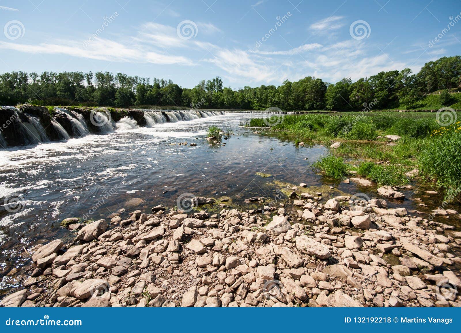 Fresh Clean Waterfall in Summer Stock Photo Image of lake, seashore